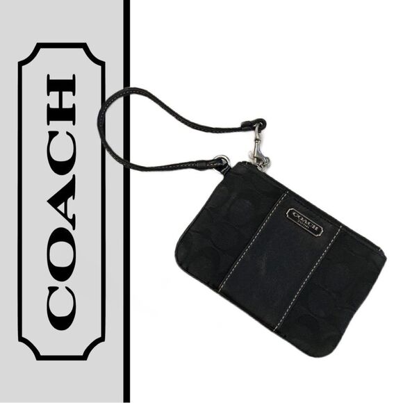Coach Signature Black Small Wristlet - Picture 1 of 2